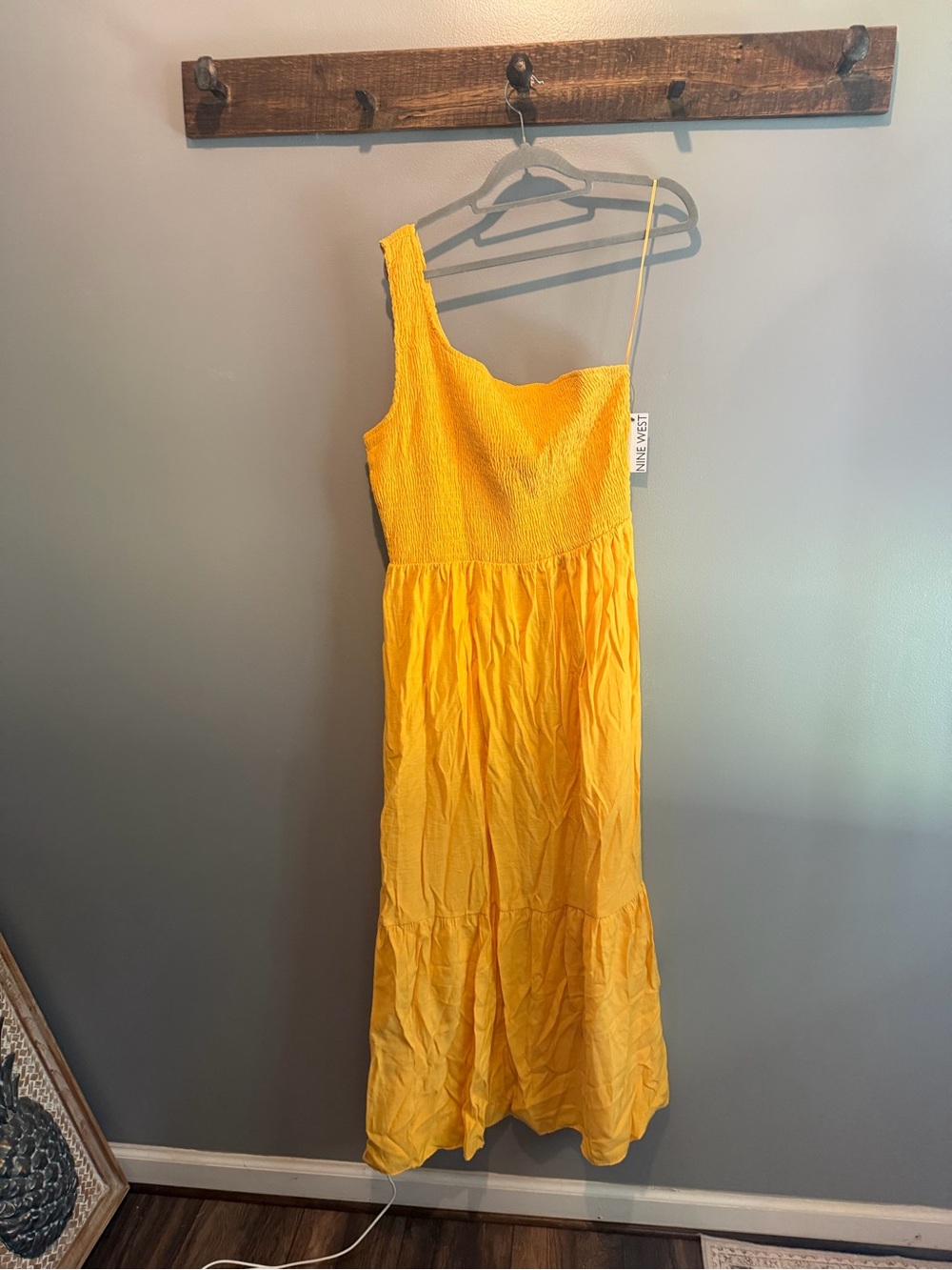 Nine West Yellow One-Shoulder Maxi Dress